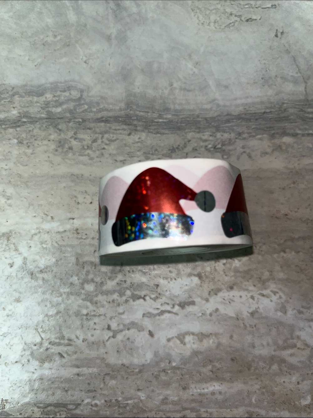 Red and Silver Decorative lazer Christmas hats stickers - (50)